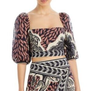 NWT Johanna Ortiz Paraiso Puff Sleeve Crop Top ~ Sz 10